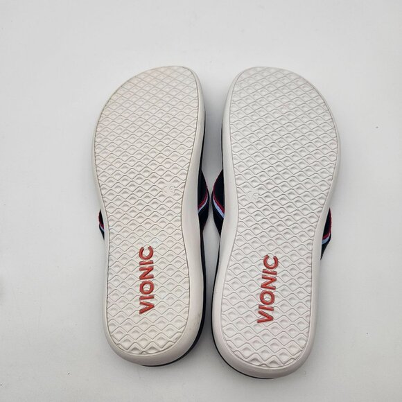 Vionic Tide Spirit Blue Red Flip Flops Sandals Thongs  Womens Sz 10 NEW - Picture 2 of 3